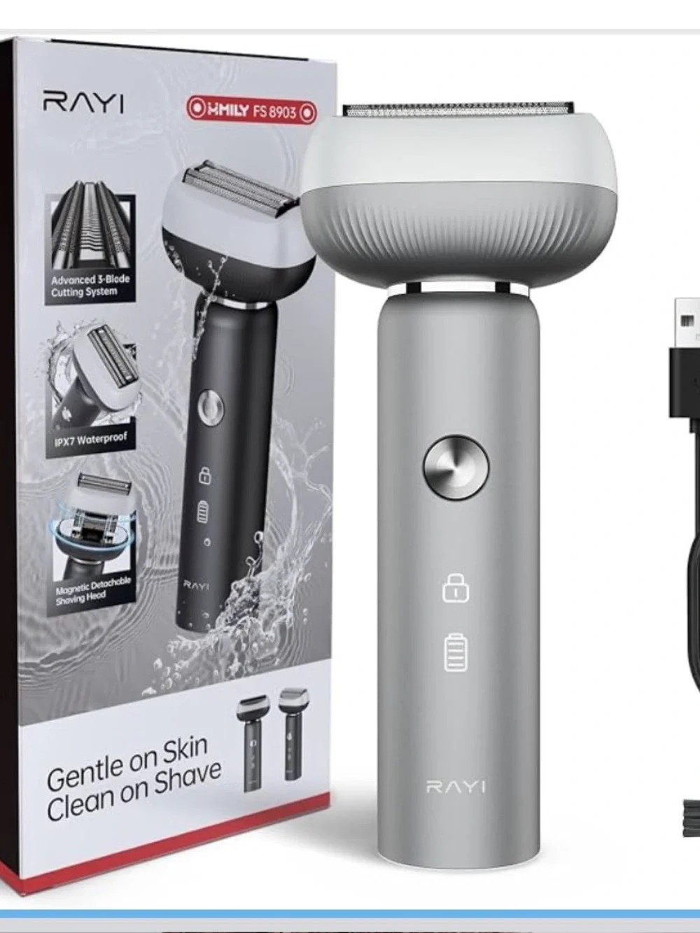 New Electric Shaver for Men with Floating Arc 3-Blade, 9000 RPM, Magnetic Head,